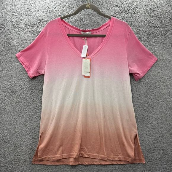 Z Supply Large V-Neck T-Shirt Short Sleeved Die Dipped Multicolor Beach Pool - Picture 1 of 8